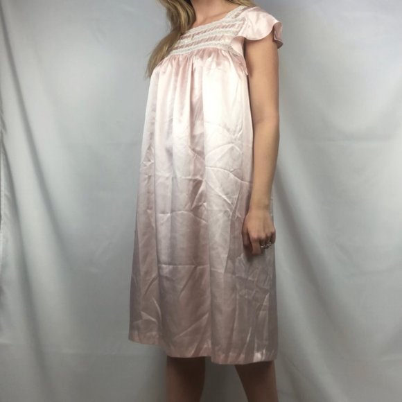 Oscar de la Renta Light Pink Nightgown Satin Vintage Inspired Size Large - Picture 3 of 9